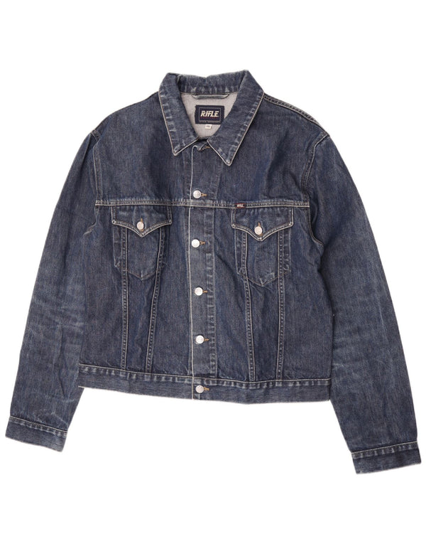 Rifle Dame Crop Denim Jacket UK 20 2XL Navy Blue Bomuld