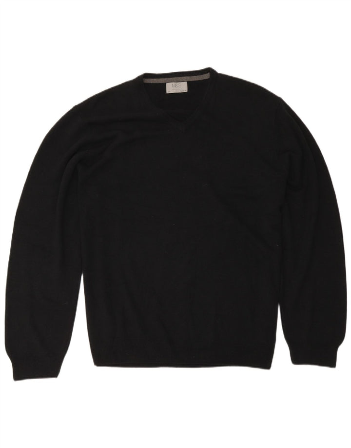 Marks & Spencer Herre Regular Fit V-hals sweater 2XL sort akryl