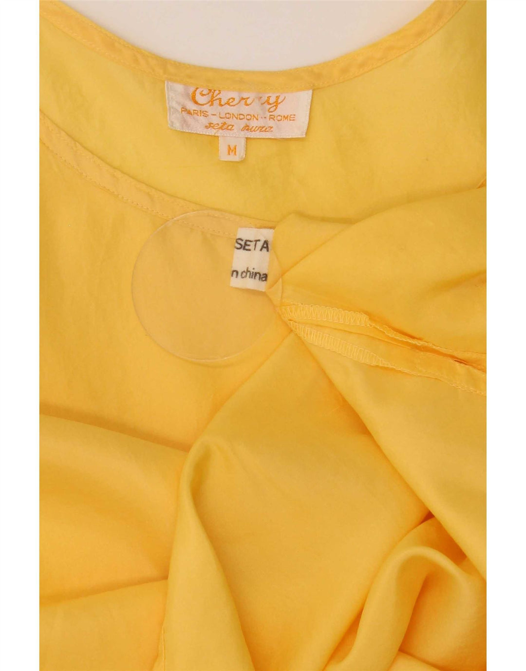 Vintage dame ærmeløs bluse Top UK 14 Medium Yellow Silk