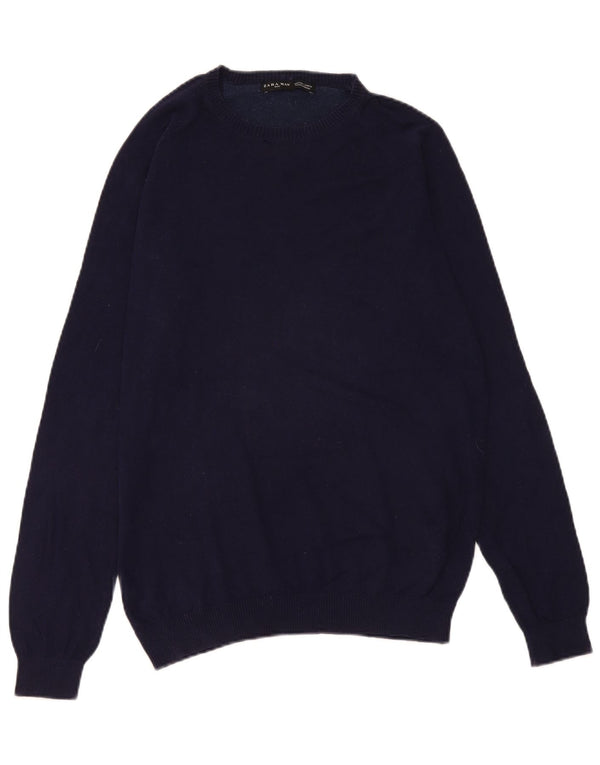 Zara Herre Boat Neck Jumper Sweater Large Navy Blue