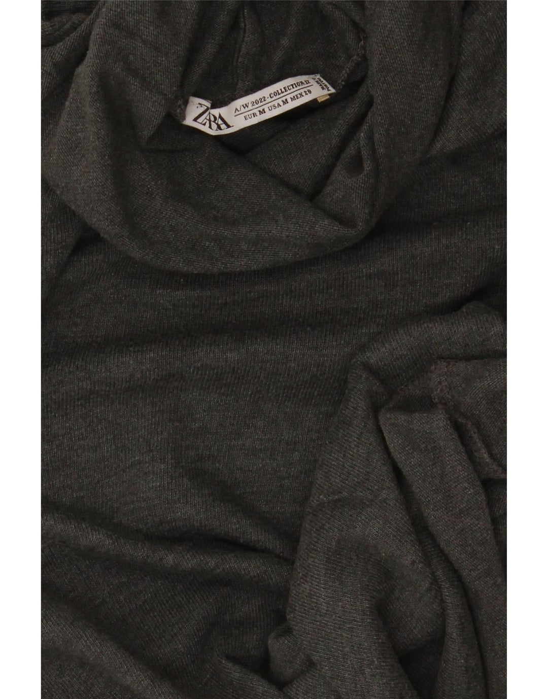 Zara Dame Roll Neck Top Langærmet UK 12 Medium Grey