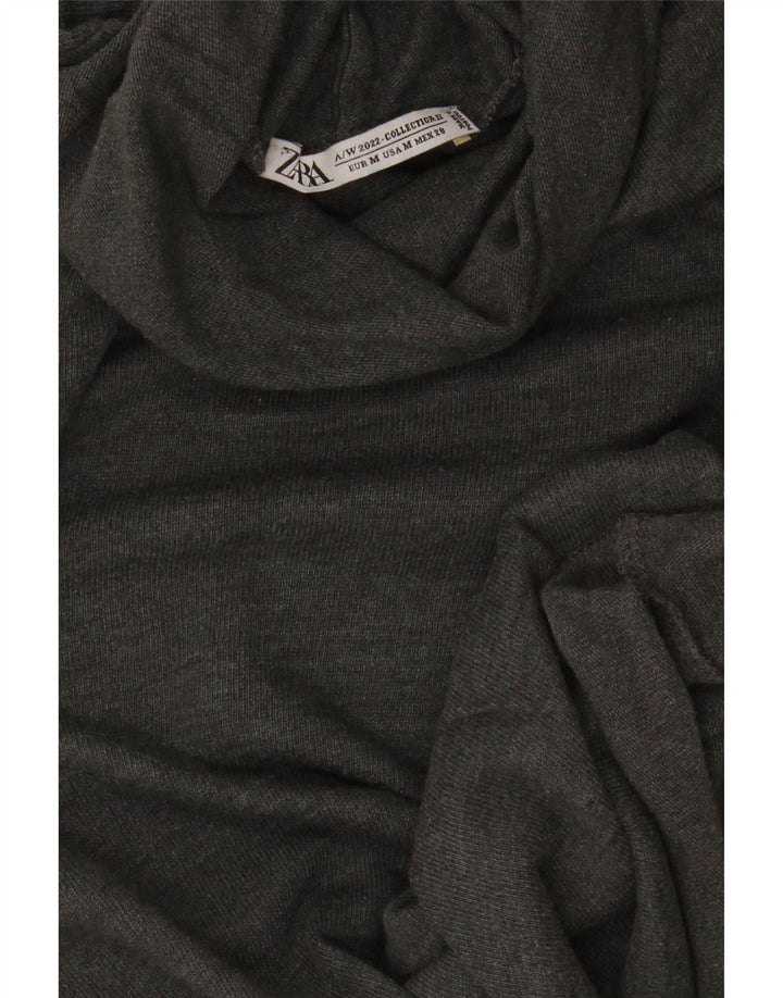 Zara Dame Roll Neck Top Langærmet UK 12 Medium Grey