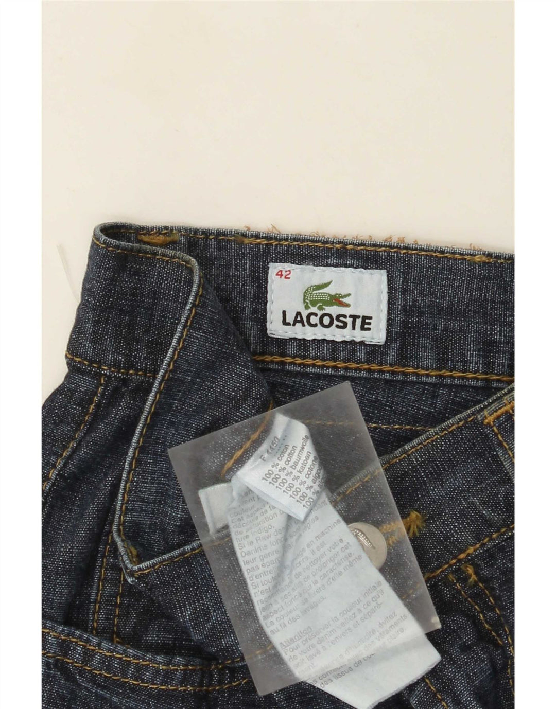 Lacoste Herre Straight Jeans Størrelse 42 Medium W32 L28 Marineblå Bomuld
