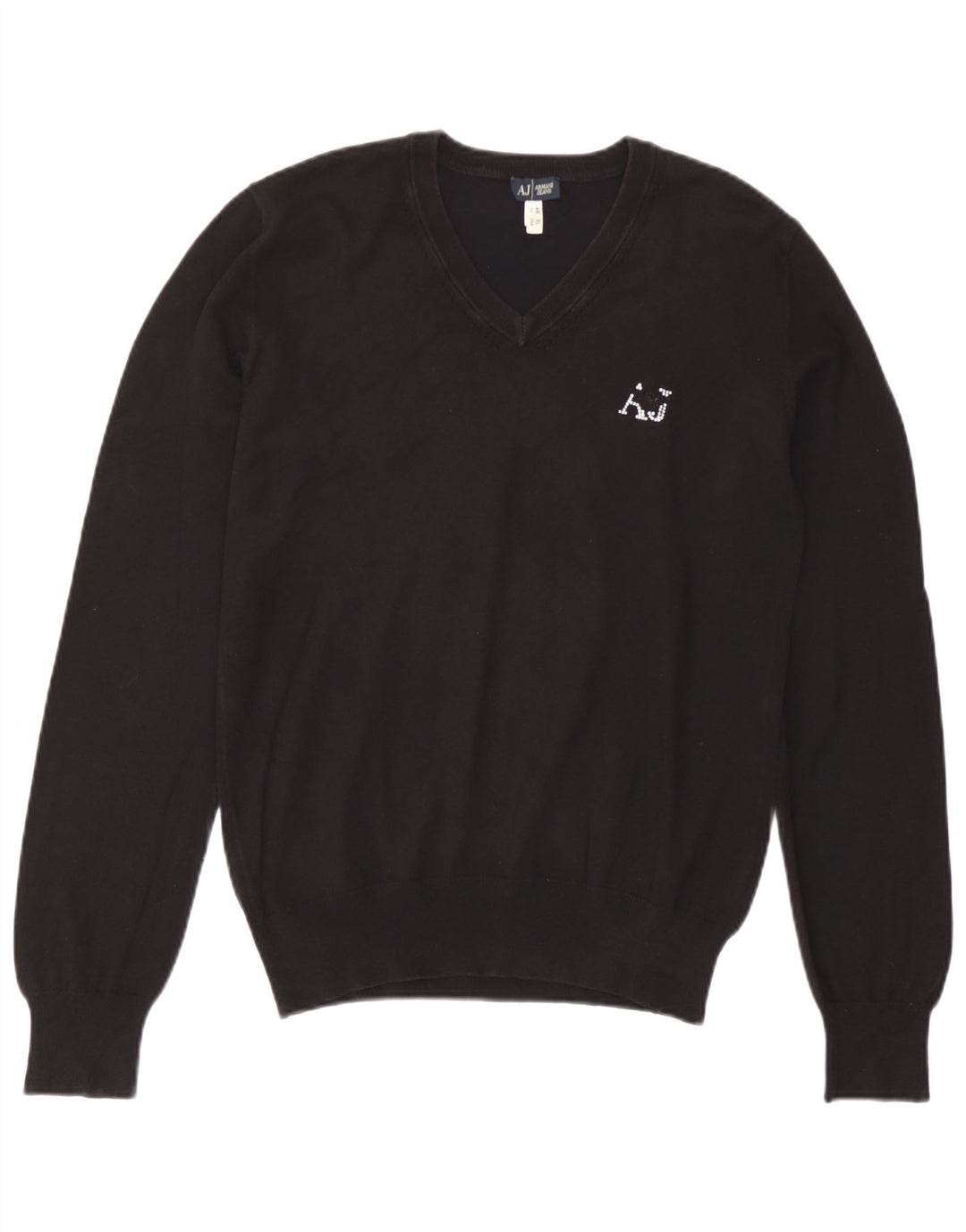 Armani Jeans Dame V-hals sweater EU 46 XL Sort