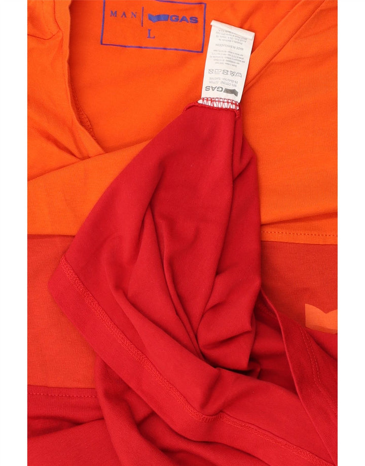 Gas Herre T-Shirt Top Stor Rød Colourblock Bomuld