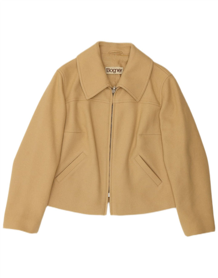 Bogner Dame Blazer Jakke UK 16 Stor Beige Uld