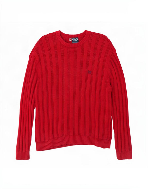 Chaps Herre Boat Neck Jumper Sweater Stor rødstribet bomuld