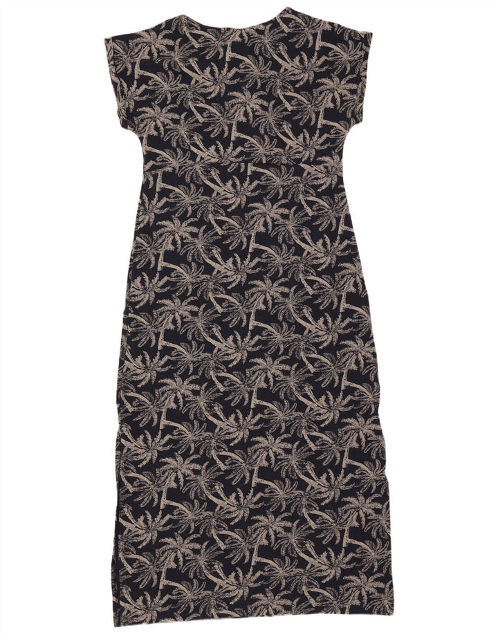 WEIRD FISH Kvinders abstrakt mønster Maxikjole UK 14 Stor marineblå bomuld