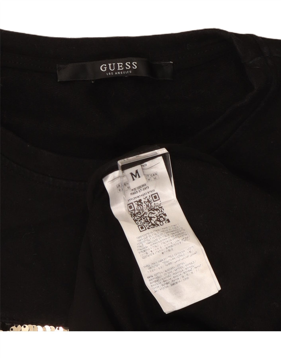 Guess Dame Sweatshirt Jumper UK 14 Medium Sort Colourblock Bomuld
