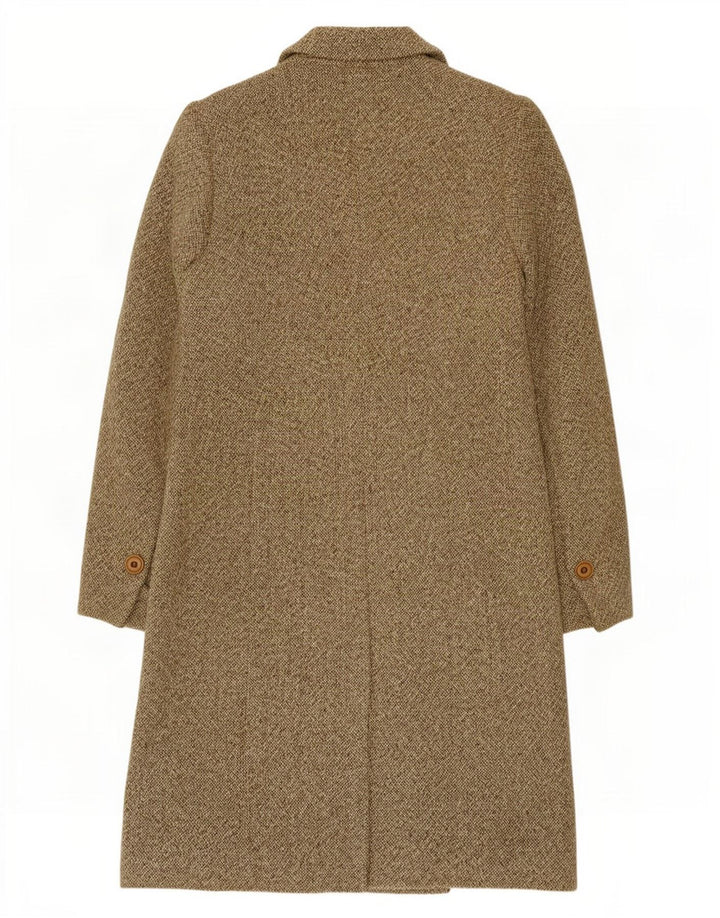 Vintage dobbeltradet frakke til kvinder IT 48 XL Khaki Flecked Wool