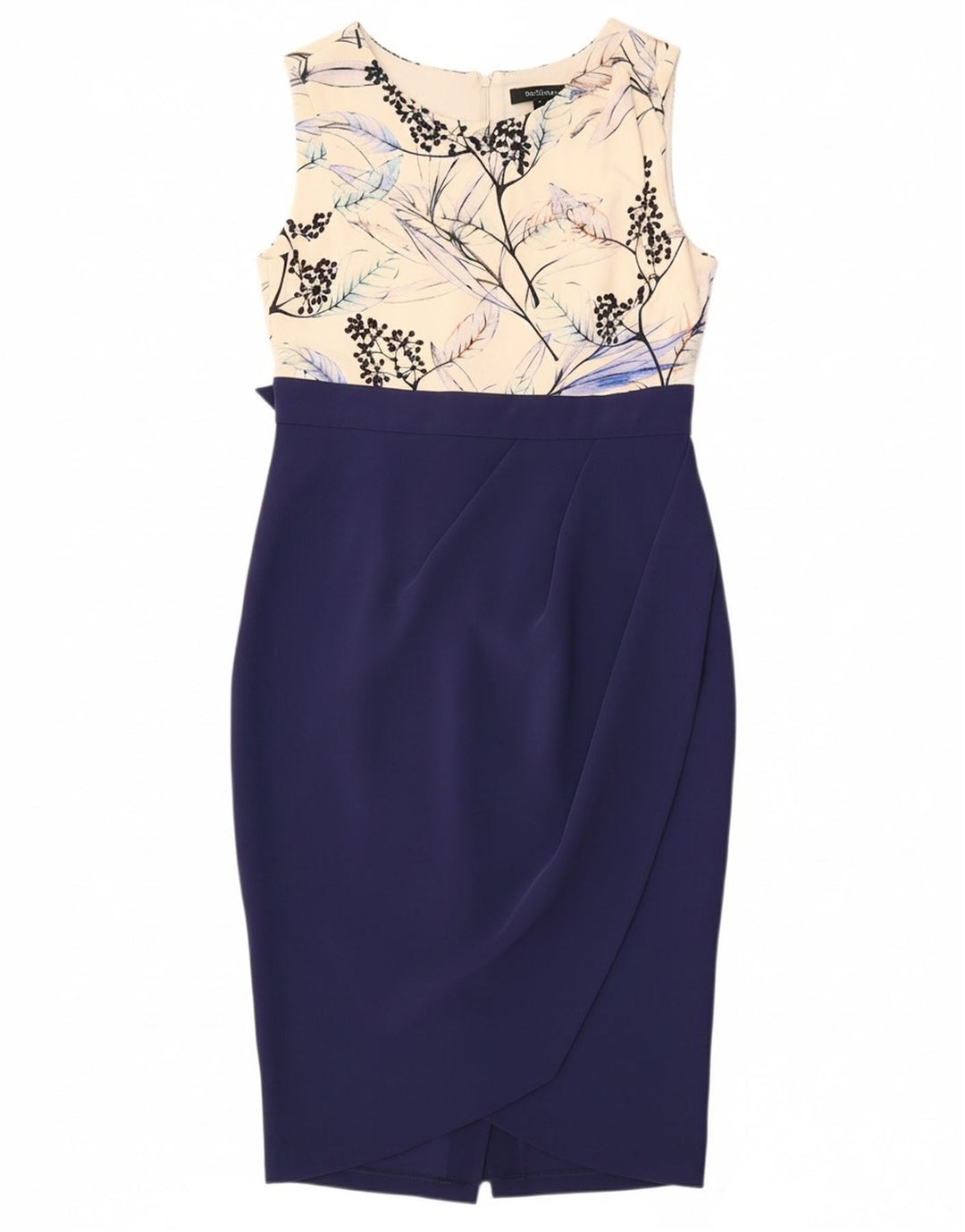 CLOSET Womens Sleeveless Bodycon Dress UK 14 Medium Navy Blue Floral