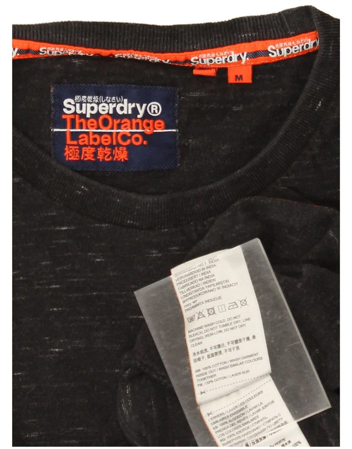 SUPERDRY Herre T-shirt Top Medium Sort Flecked Bomuld