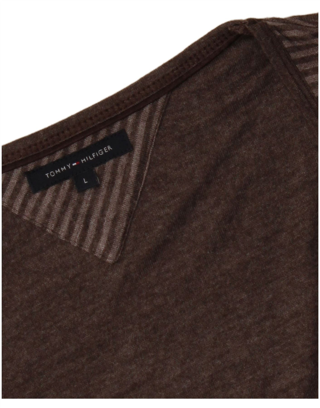 TOMMY HILFIGER Dame Top 3/4 ærmet UK 14 Stor Brun Stribet
