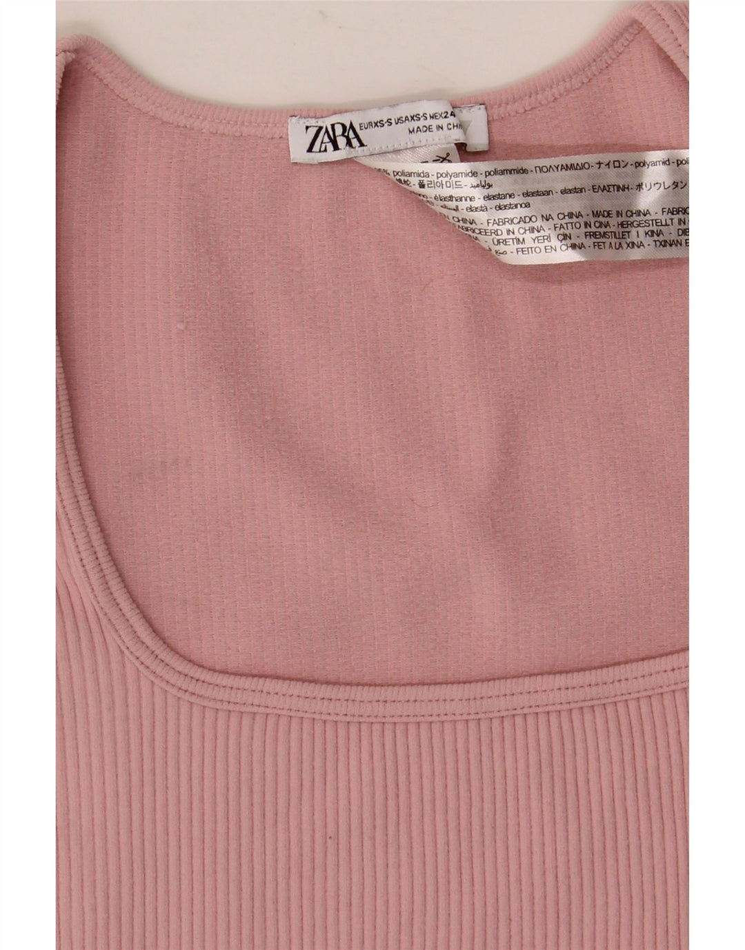 Zara Womens Crop Top Langærmet UK 4 XS Pink Polyamid