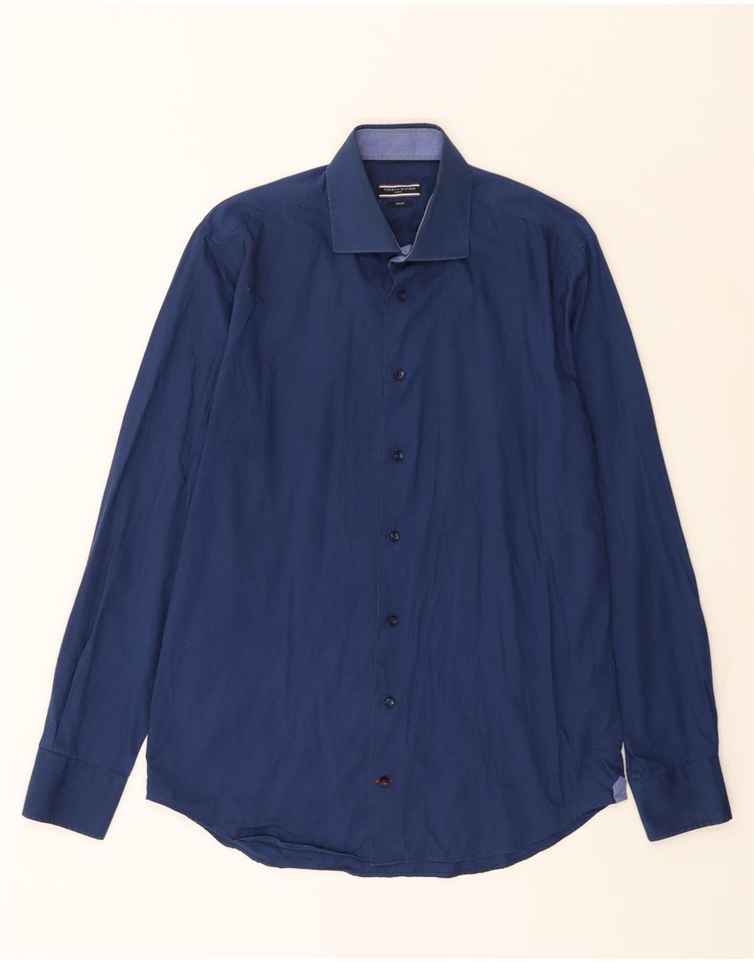 TOMMY HILFIGER Herre skjorte med pasform str. 40 15 3/4 Medium marineblå bomuld