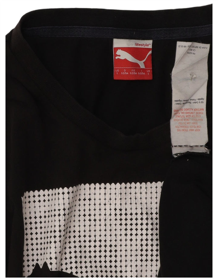 Puma Herre Grafisk T-Shirt Top Stor Sort Bomuld