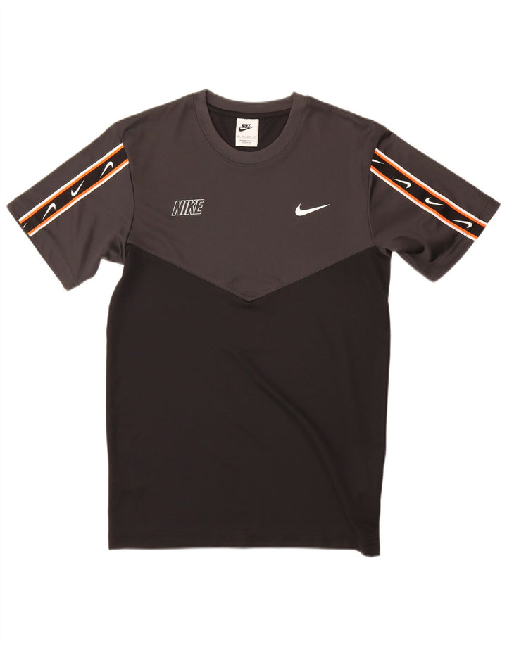 NIKE Mens Graphic T-Shirt Top XS Black Colourblock Polyester