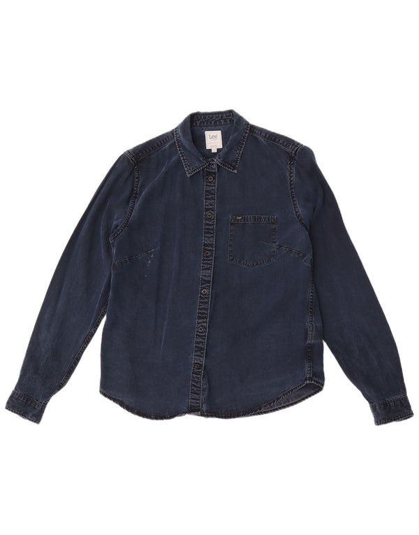 Lee Womens Regular Fit Denim Shirt UK 10 Small Navy Blue Lyocell