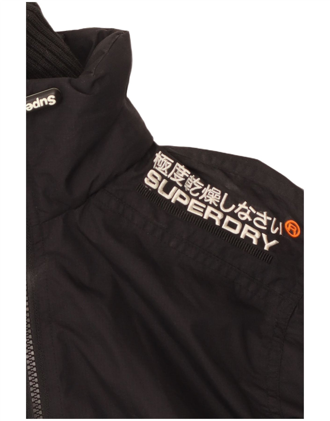 Superdry Dame Windcheater Grafisk Windbreaker Jacket UK 16 Large Black