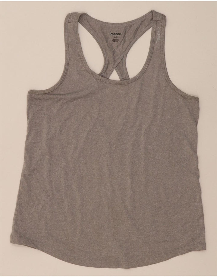 REEBOK Womens Vest Top UK 14 Large Grey Polyester Vintage Reebok and Second-Hand Reebok from Messina Hembry 