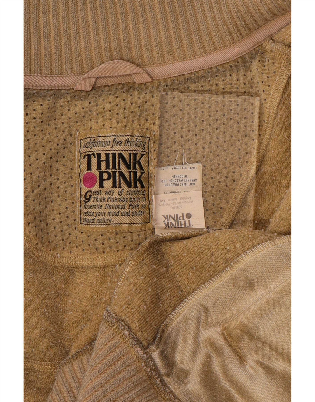 Tænk Pink Herre Fleecejakke UK 38 Medium Beige Akryl