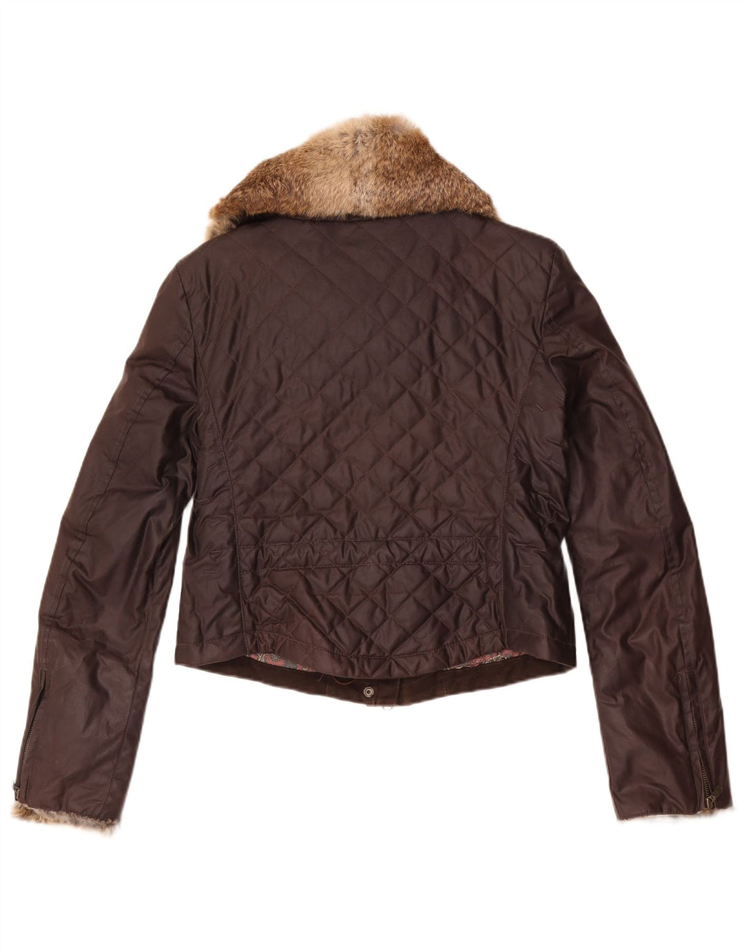 Belstaff Womens Crop Quiltet jakke IT 44 Medium Brun Bomuld