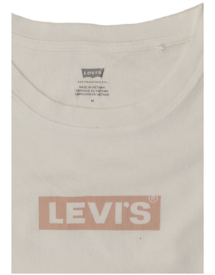 LEVI'S Dame Grafisk T-Shirt Top UK 12 Medium White