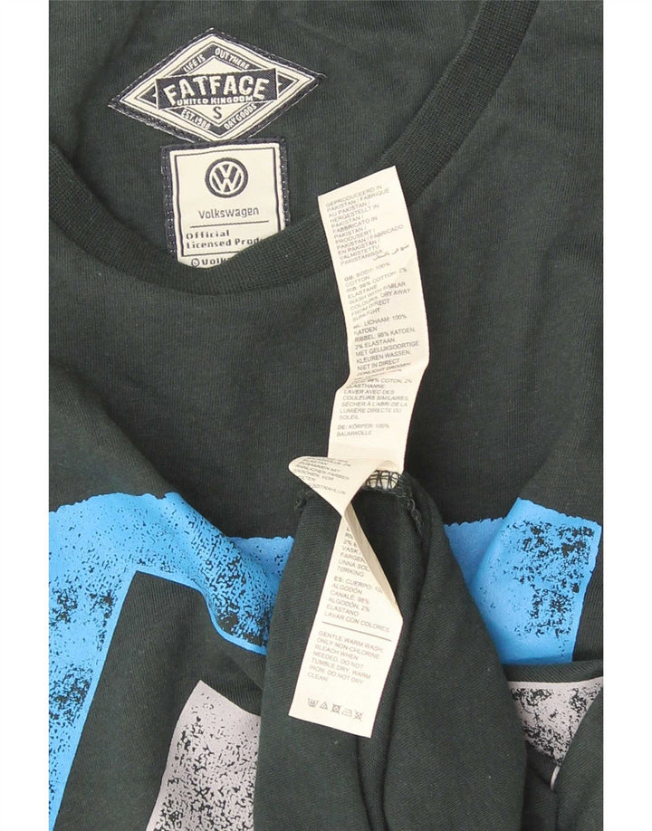 Fat Face Herre Grafisk T-Shirt Top Lille Grøn Bomuld