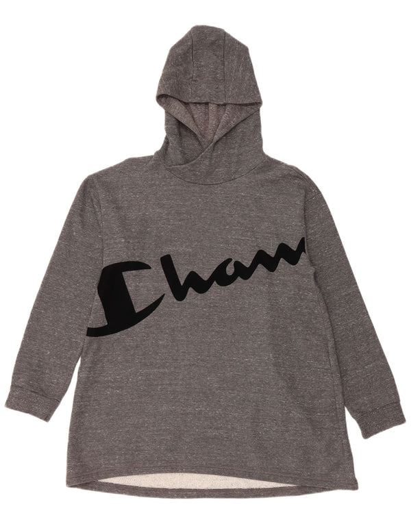 CHAMPION Piger Longline grafisk hættetrøje 15-16 år 2XL Grå Flecked
