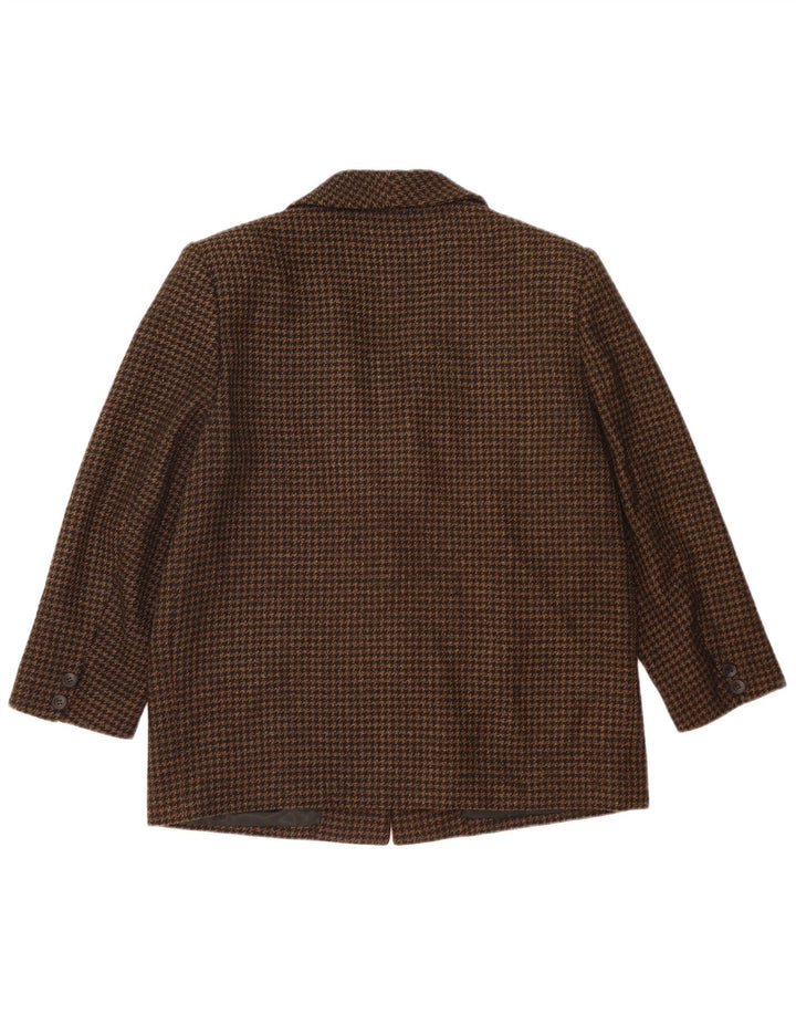 Vintage Dame 2-knap Loose Fit Blazer Jacket IT 48 XL Sort Houndstooth