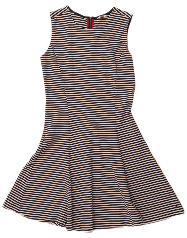 TOMMY HILFIGER A-line kjole til kvinder UK 14 Stor marineblå stribet