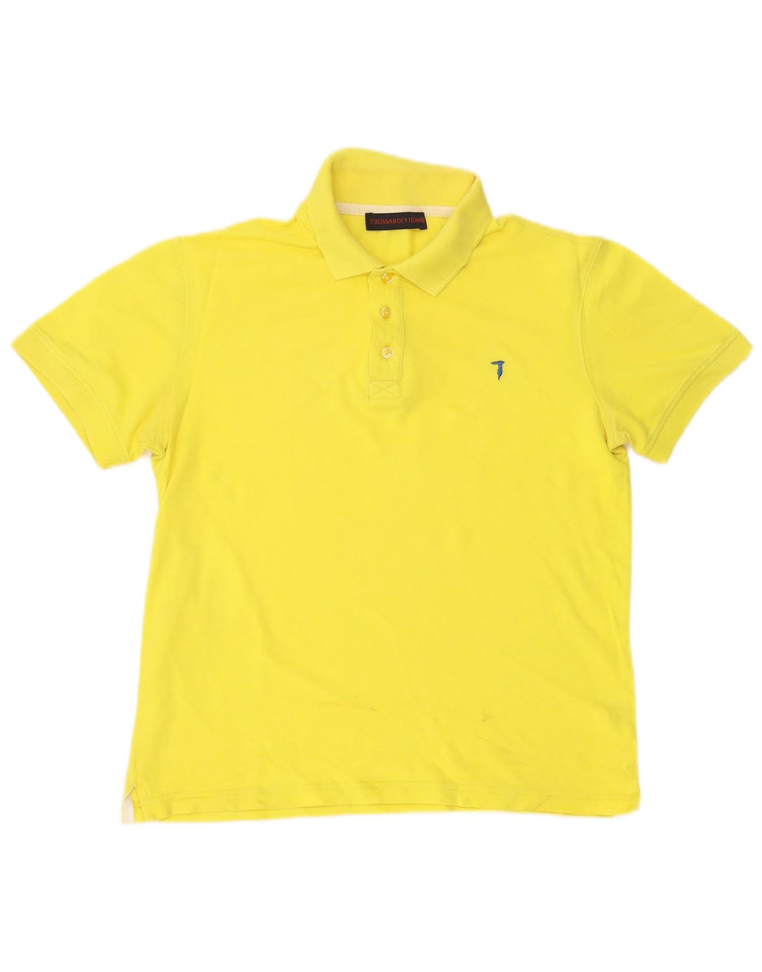 TRUSSARDI JEANS Mens Polo Shirt Small Yellow Cotton