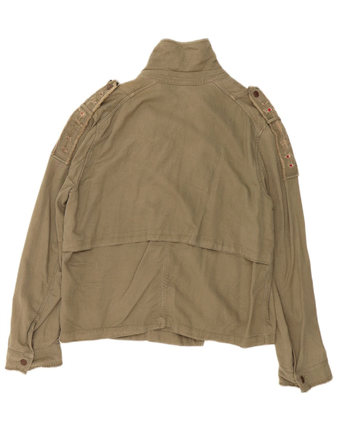 Zara Dame Oversized Military Jacket UK 14 Medium Khaki Lyocell