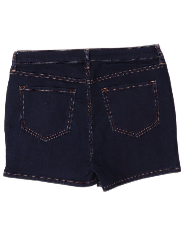 MARKS & SPENCER Dame denimshorts UK 12 Medium W30 Marineblå Bomuld