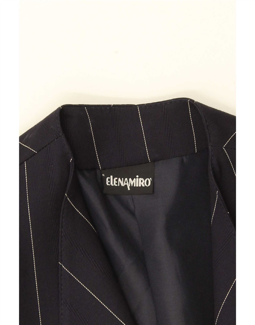ELENA MIRO Dame 2-knaps blazerjakke UK 18 XL marineblå stribet uld