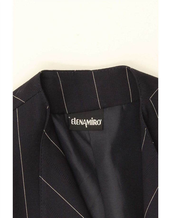 ELENA MIRO Dame 2-knaps blazerjakke UK 18 XL marineblå stribet uld