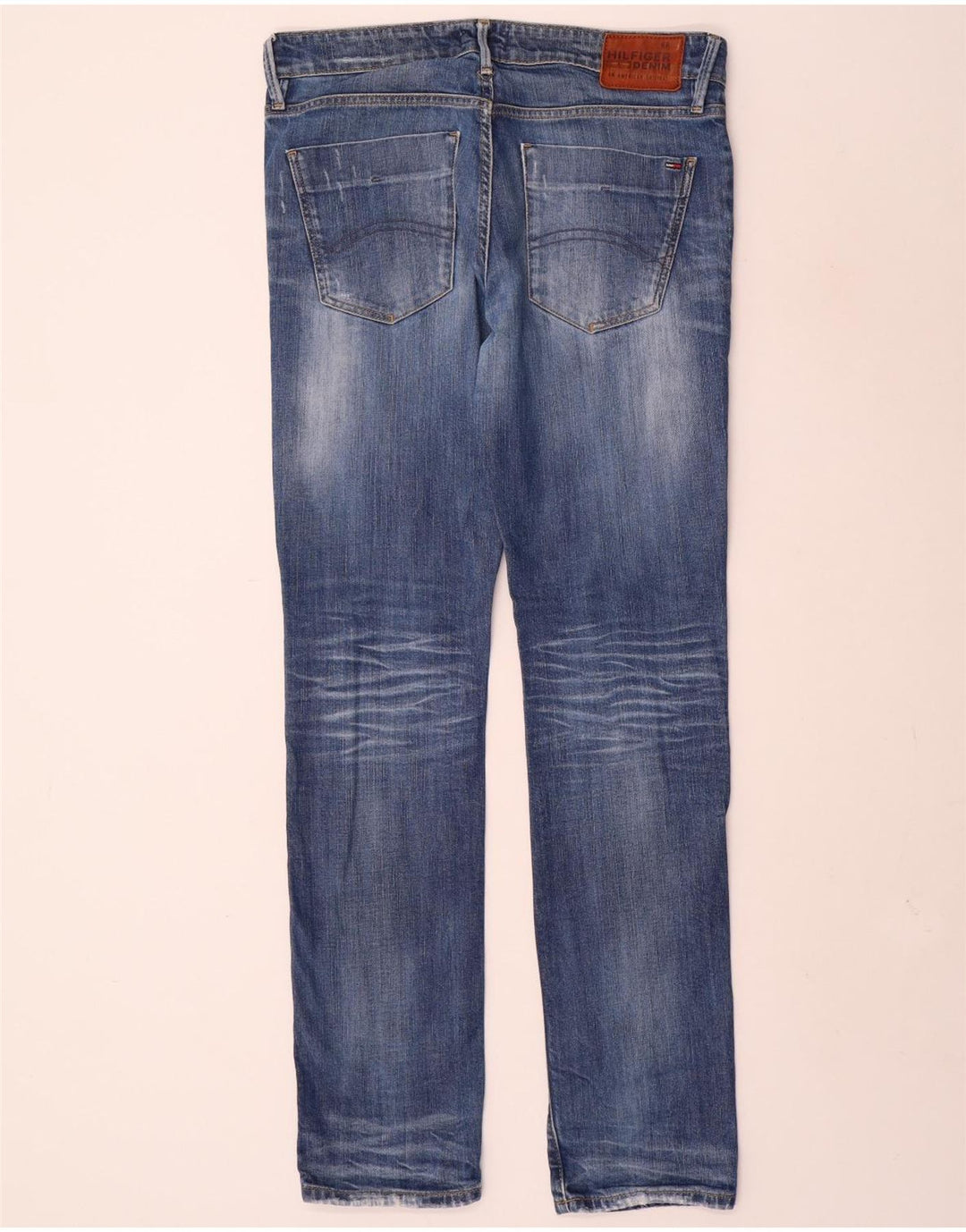 TOMMY HILFIGER Distressed Slim Jeans til mænd W32 L34 blå bomuld