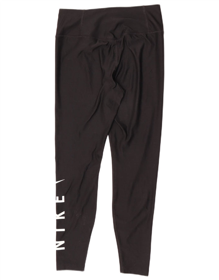 Nike Dame Dri Fit Grafiske Leggings UK 14 Medium Sort Polyester