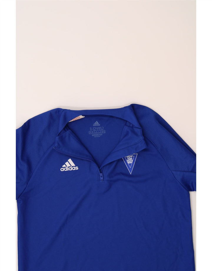ADIDAS Boys Aeroready Graphic Pullover Tracksuit Top 11-12 Years Blue Vintage Adidas and Second-Hand Adidas from Messina Hembry 