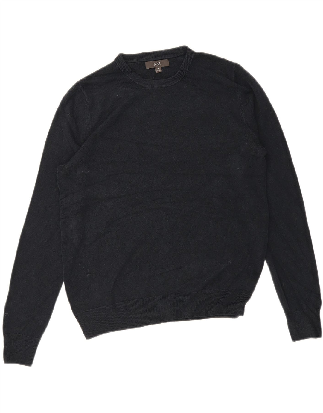 MARKS & SPENCER Herre sweater med rund hals, medium marineblå akryl