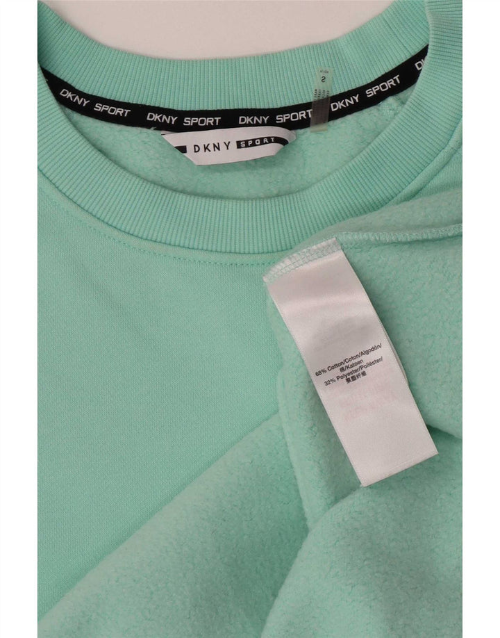 Dkny Womens Crop Oversized Sweatshirt Jumper UK 10 Lille turkis bomuld