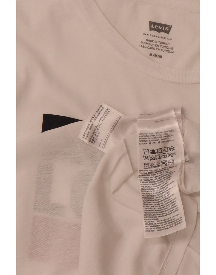LEVI'S Grafisk T-shirt top til kvinder UK 12 Medium hvid bomuld