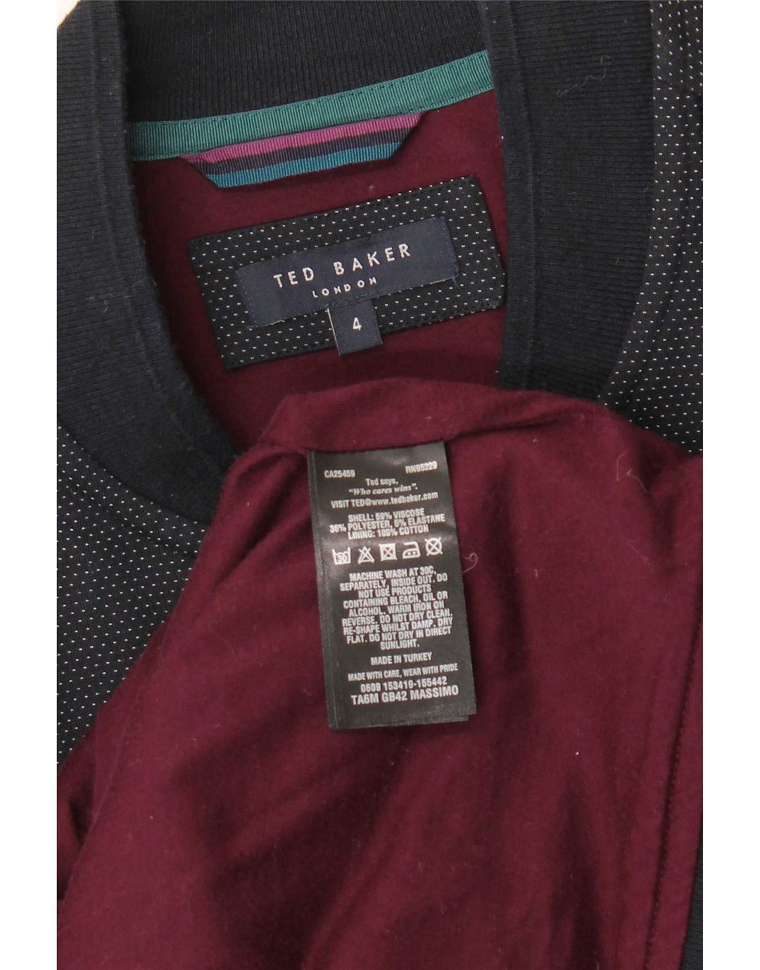 Ted Baker Bomberjakke til mænd str. 4 Large Navy Blue Spotted Viscose