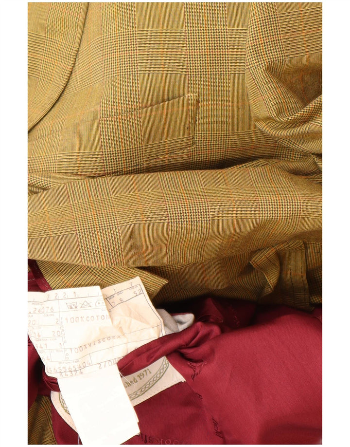 BROOKSFIELD Mens 2 Button Blazer Jacket IT 52 XL Yellow Check Cotton