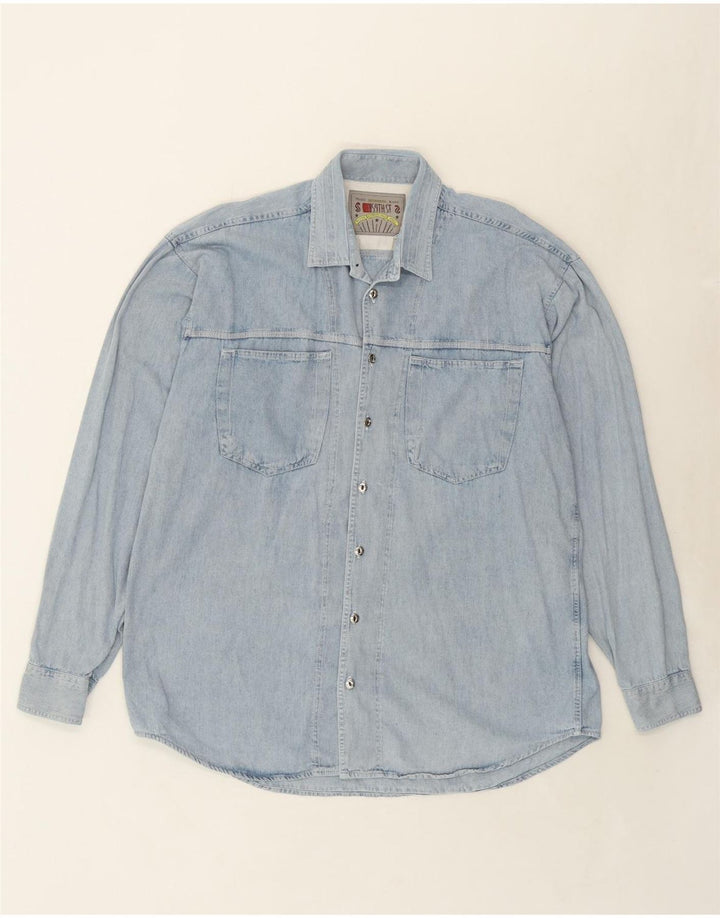 VINTAGE Mens Denim Shirt XL Blue Vintage Vintage and Second-Hand Vintage from Messina Hembry 