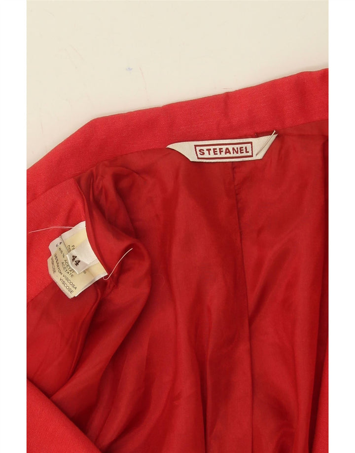 STEFANEL Womens 3 Button Short Sleeve Blazer Jacket IT 44 Medium Red Linen Vintage Stefanel and Second-Hand Stefanel from Messina Hembry 