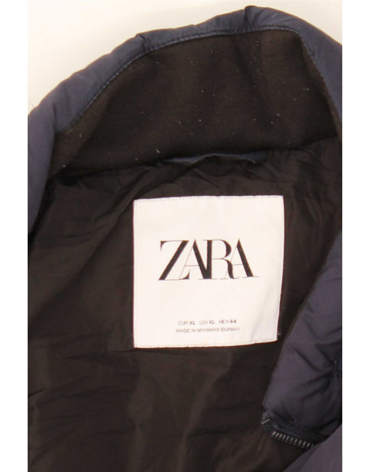 Zara Herre hættepolstret jakke UK 42 XL Navy Blue