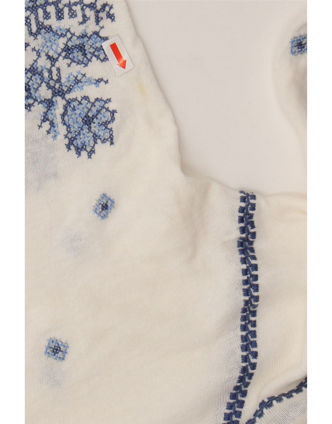 MONSOON Damebluse Top UK 16 Large Off White Floral Linen