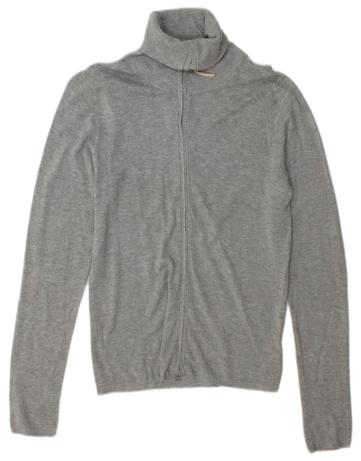 Zara Dame Cardigan Sweater UK 12 Medium Grey Rayon