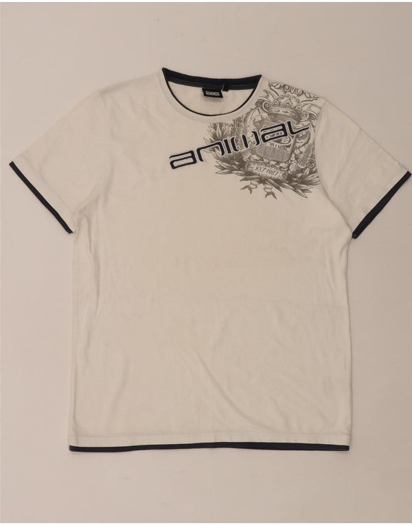 ANIMAL Herre grafisk T-shirt Top Medium White Floral Bomuld